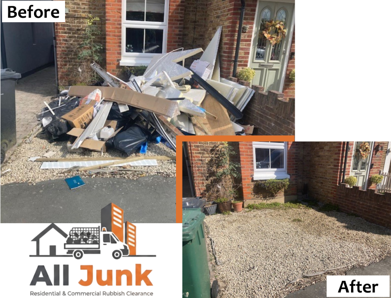 Demolition Waste Clearance by All Junk in Surrey and London Before and After Picture