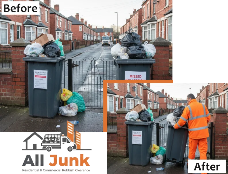 Missed Bin Collection in Surrey and London by All Junk Before and After Picture